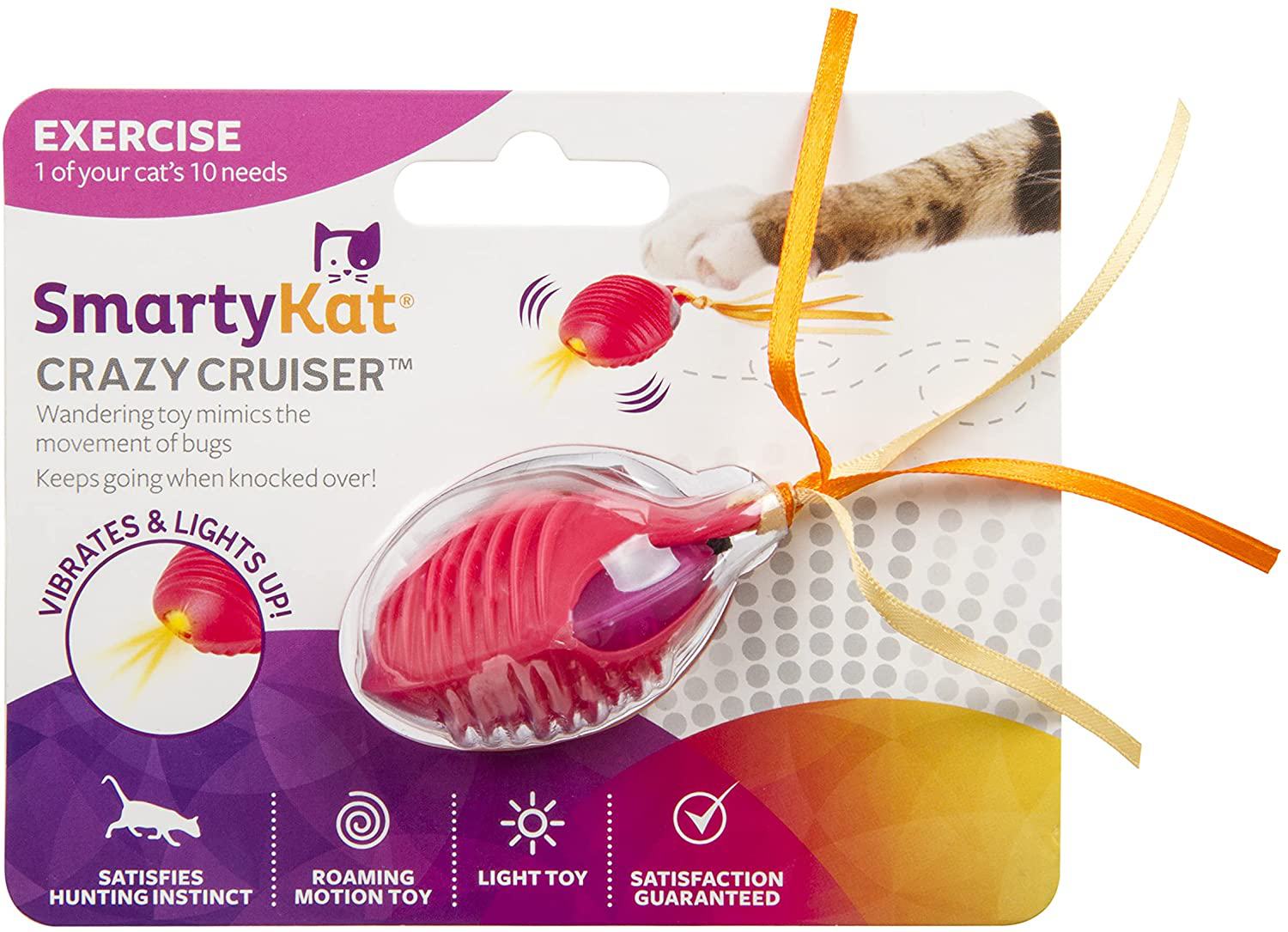 Smartykat Crazy Cruiser Rumble Bug Electronic Motion Cat Toy, Battery Powered Animals & Pet Supplies > Pet Supplies > Cat Supplies > Cat Toys SmartyKat   