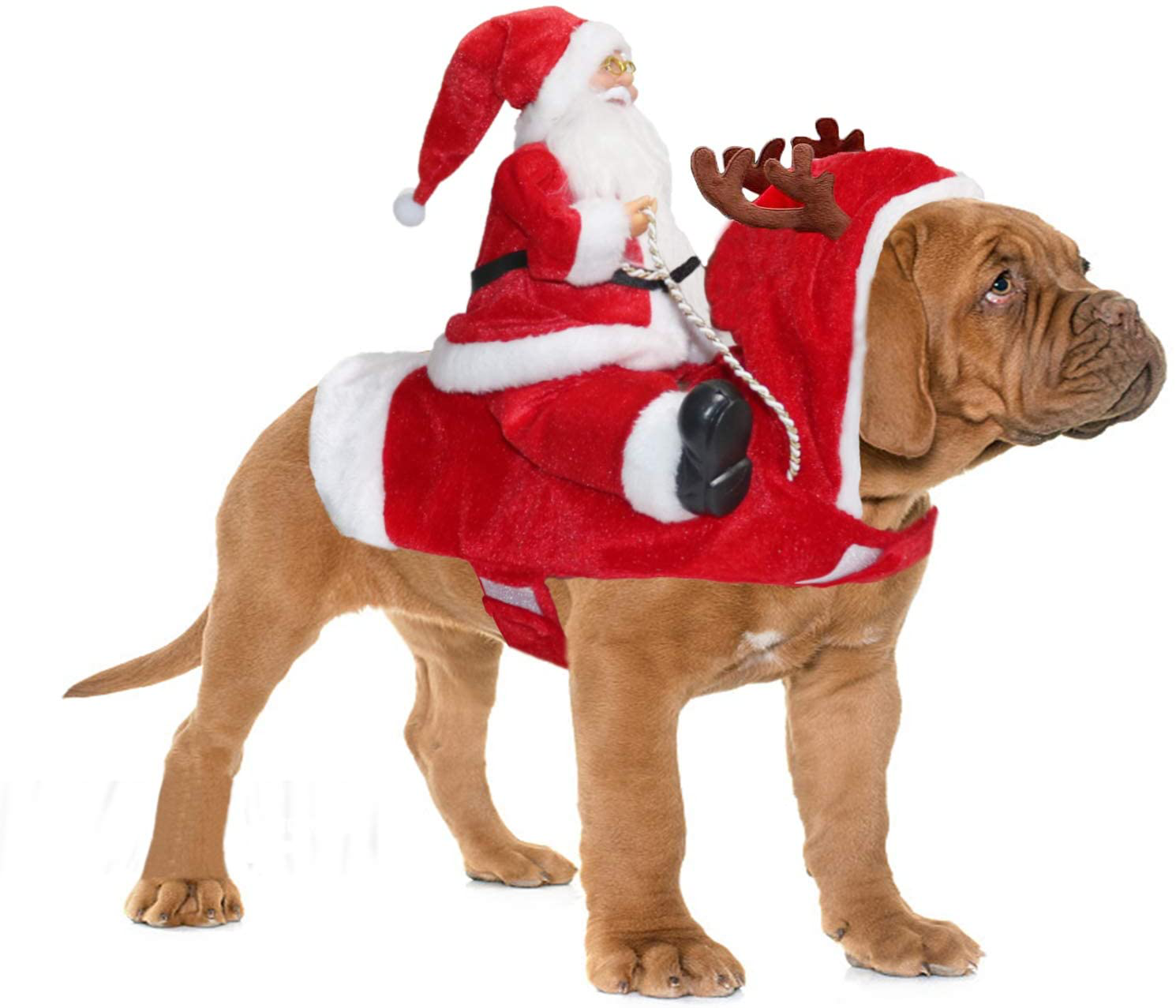 BWOGUE Santa Dog Costume Christmas Pet Clothes Santa Claus Riding Pet Cosplay Costumes Party Dressing up Dogs Cats Outfit for Small Medium Large Dogs Cats Animals & Pet Supplies > Pet Supplies > Dog Supplies > Dog Apparel BWOGUE S(Neck:10.2-11.8" Chest:13-18.5")  