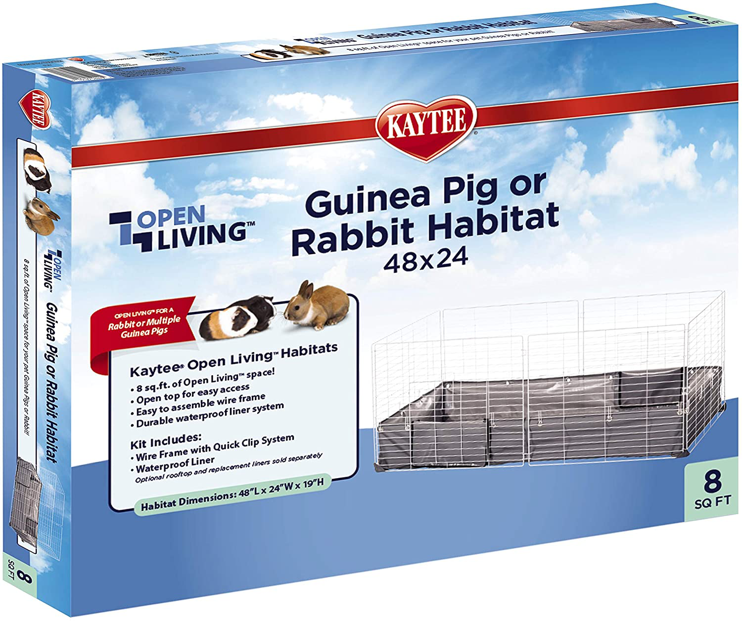 Kaytee Open Living Guinea Pig or Rabbit Habitat Animals & Pet Supplies > Pet Supplies > Small Animal Supplies > Small Animal Habitats & Cages Kaytee White 48" x 24" 