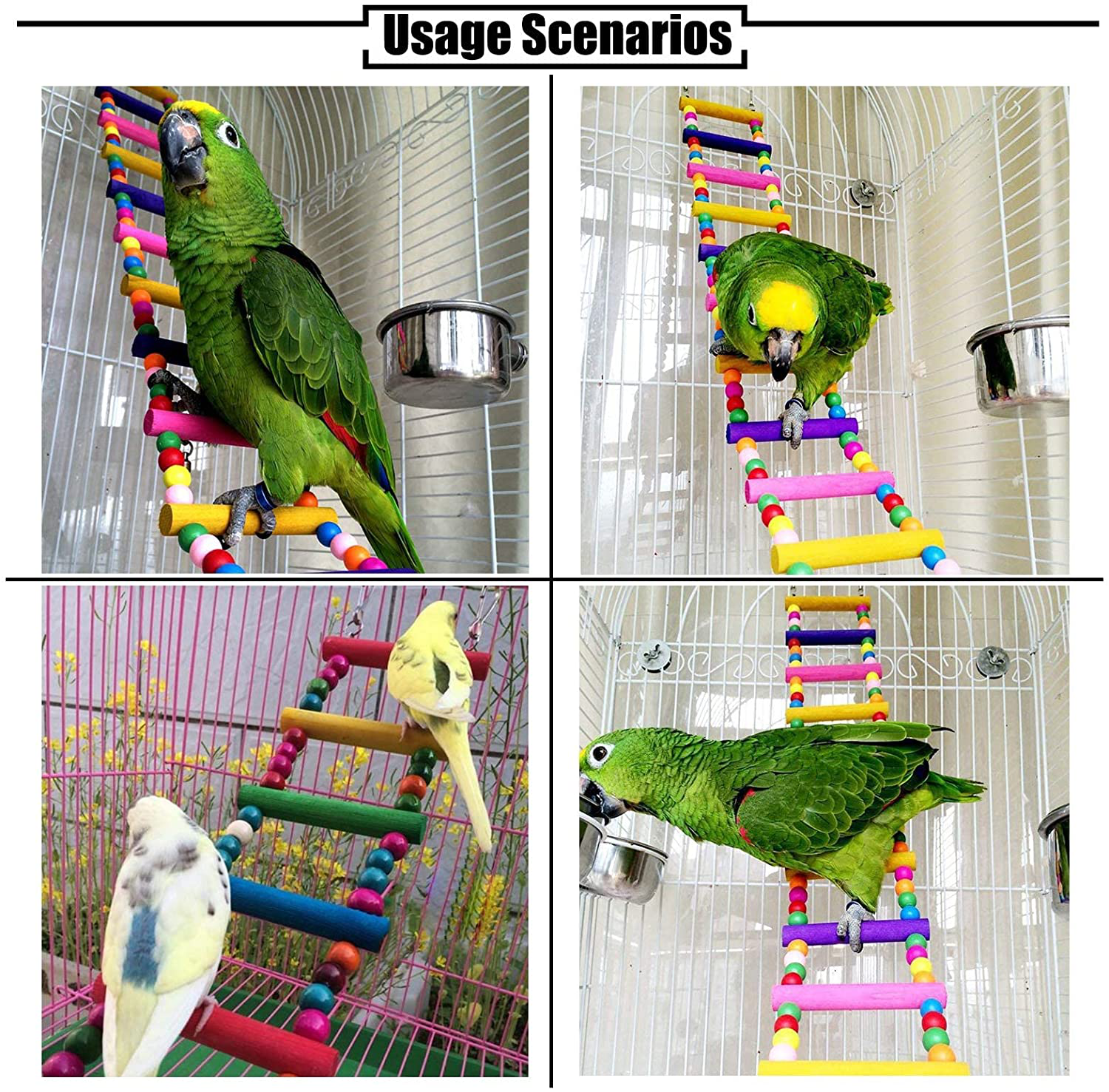 PINVNBY Bird Parrot Swing Chewing Toys Hanging Hammock Bell Pet Birds Cage Toys Wooden Perch with Wood Beads for Small Parakeets, Parrots, Conures, Love Birds, Cockatiels, Macaws, Finches Animals & Pet Supplies > Pet Supplies > Bird Supplies > Bird Ladders & Perches PINVNBY   