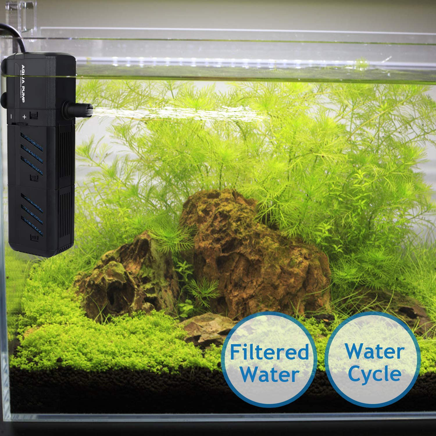 NO.17 Submersible Aquarium Internal Filter, Adjustable Fish Tank Filter with Water Pump for Fish Tank