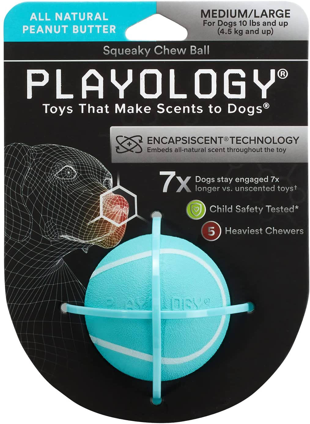 Playology Squeaky Chew Peanut Butter Ball Dog Toy Animals & Pet Supplies > Pet Supplies > Dog Supplies > Dog Toys Playology   