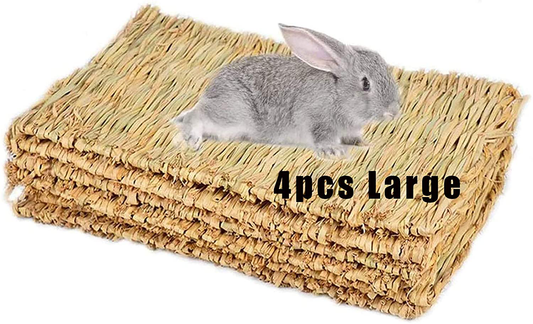 Hamiledyi Grass Mat Woven Bed Mat for Small Animal Large Bunny Bedding Nest Chew Toy Bed Play Toy for Guinea Pig Parrot Rabbit Bunny Hamster Rat Animals & Pet Supplies > Pet Supplies > Small Animal Supplies > Small Animal Bedding Hamiledyi 4L grass  