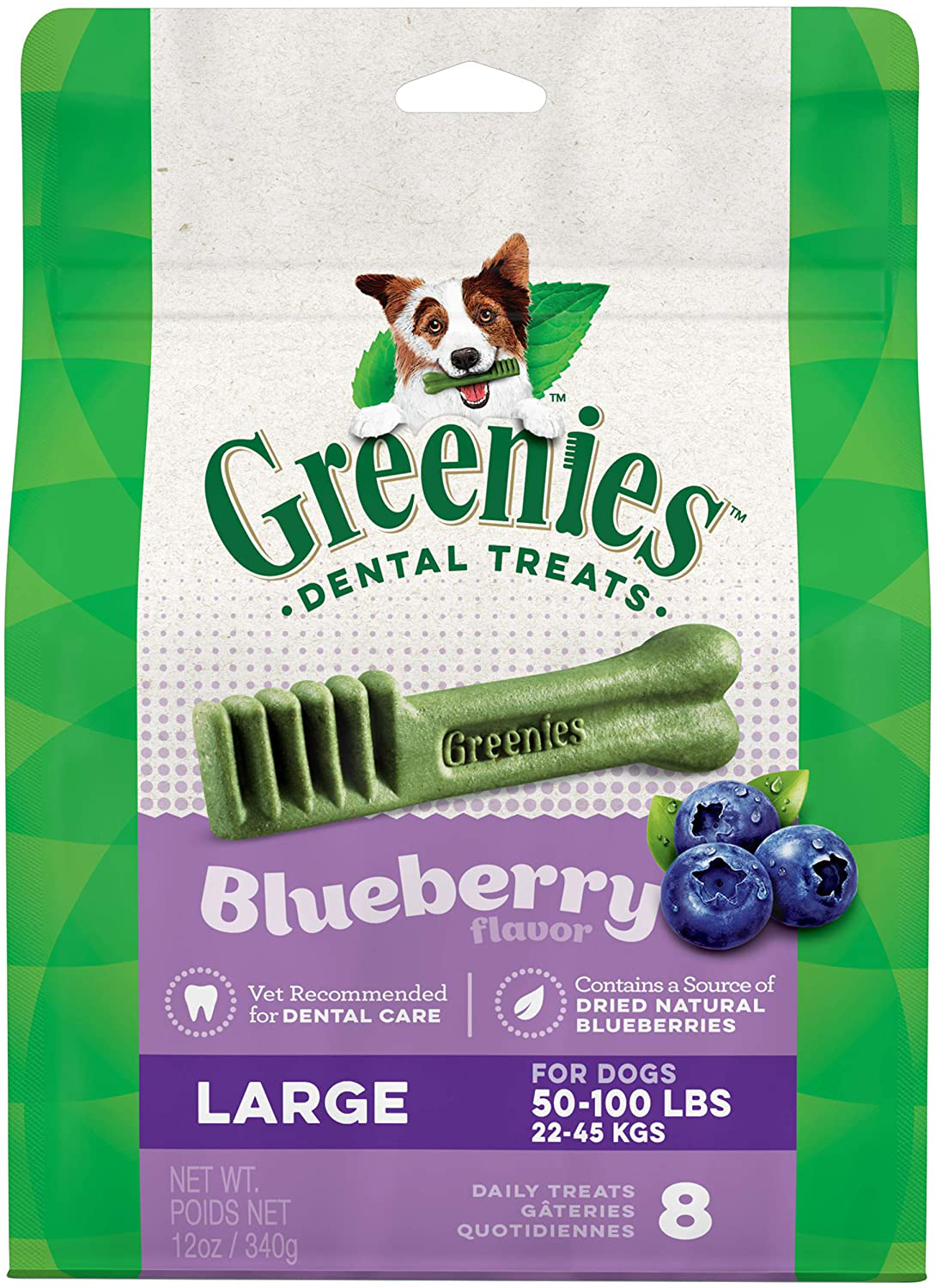 Greenies Blueberry Natural Dental Dog Treats, 12Oz Packs Animals & Pet Supplies > Pet Supplies > Dog Supplies > Dog Treats Greenies Large Size (50-100 lb. dogs) 12 Ounce. 