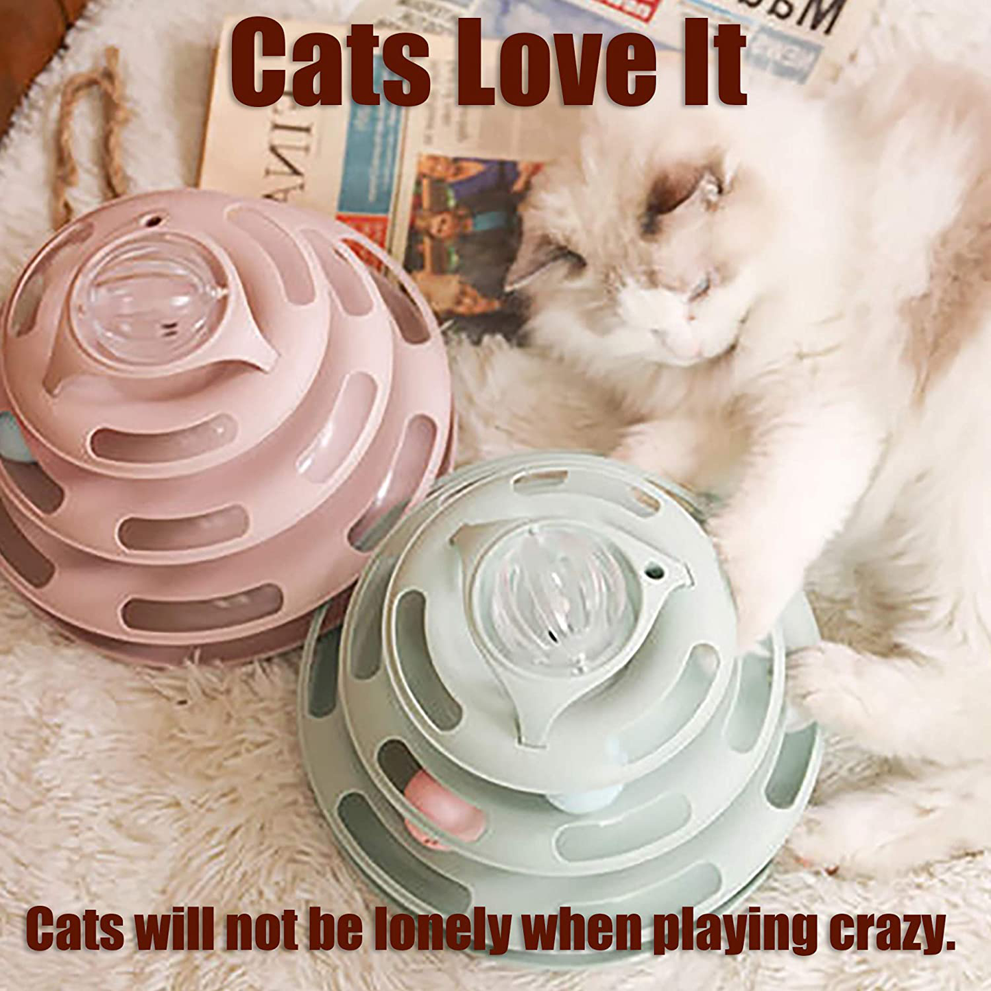 Beecute 2021 Upgrade Cat Roller Toy Towers Tracks Roller for Indoor Cats with 4 Colorful Balls & Cat Mouse Spring Teaser Interactive Multiple Kitten Fun Exercise Puzzle Toys Animals & Pet Supplies > Pet Supplies > Cat Supplies > Cat Toys BeeCute   