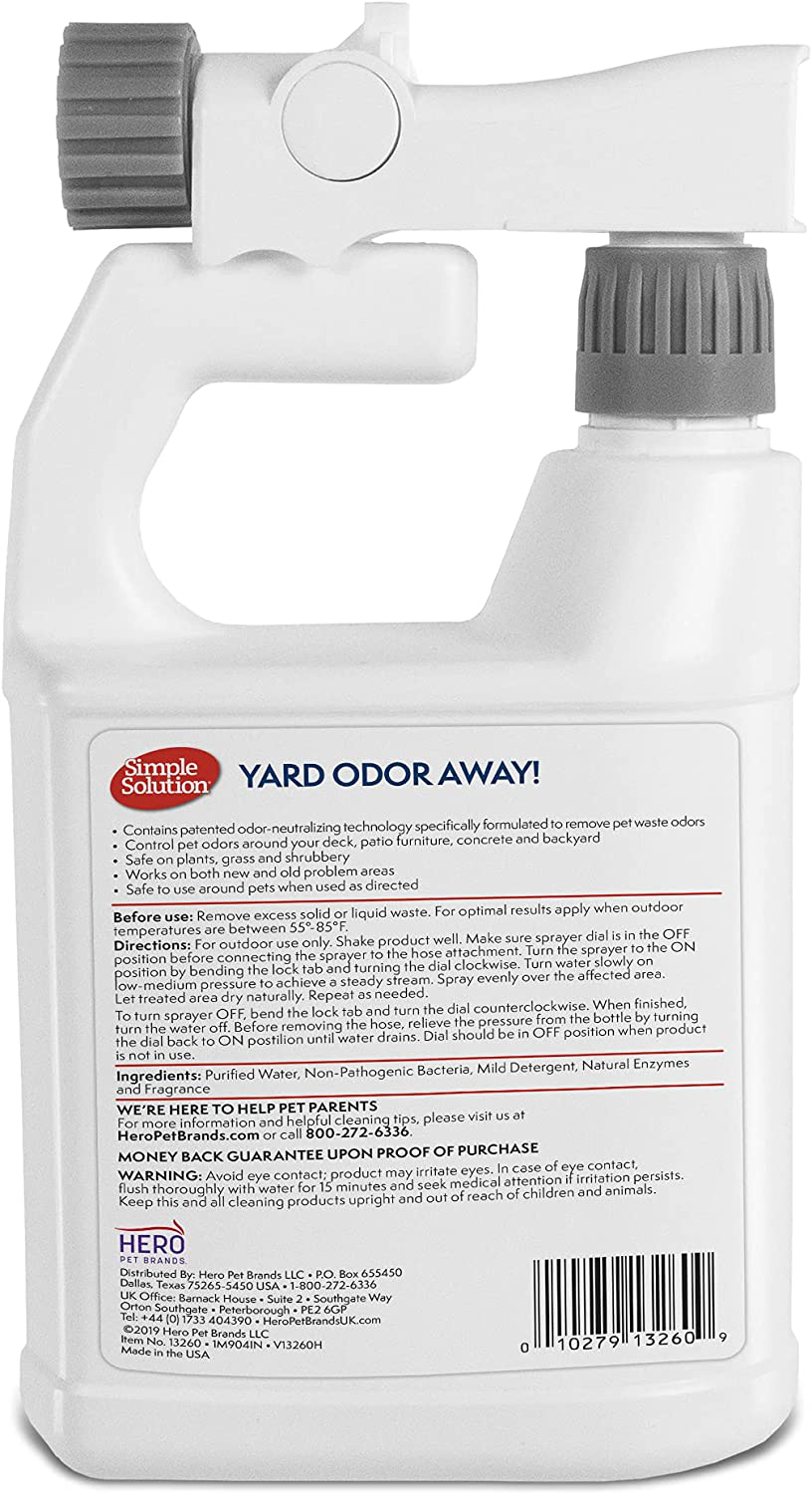 Simple Solution Yard Odor Away! Hose Spray Concentrate | Pet Odor Eliminator for Outdoors | 32 Oz Animals & Pet Supplies > Pet Supplies > Dog Supplies > Dog Kennels & Runs Simple Solution   