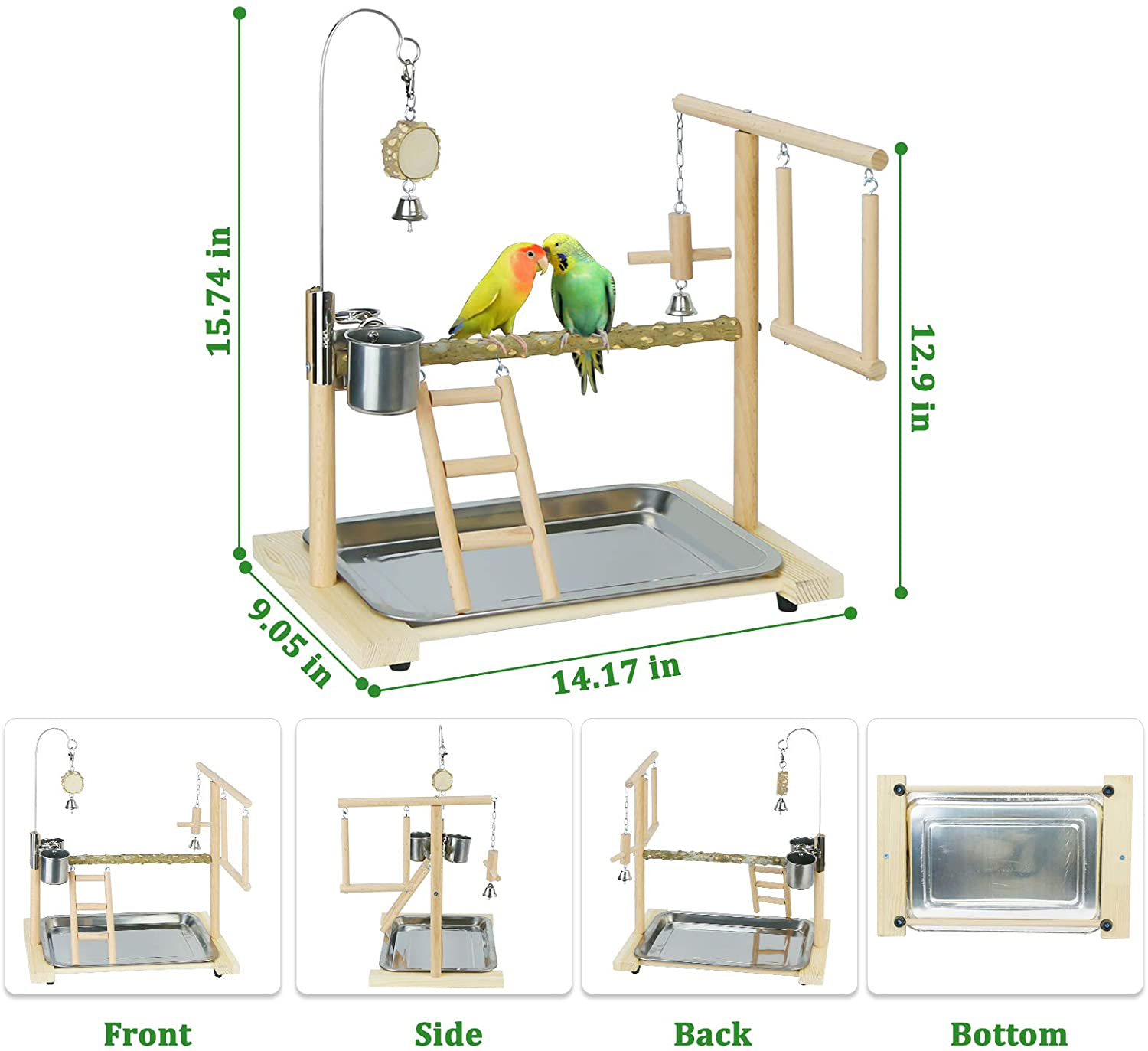 Loghot Bird Playground Parakeet Playground Parrot Playstand Bird Perches Nest Play Stand Wood Play Gym Stand with Metal Toy Hook Animals & Pet Supplies > Pet Supplies > Bird Supplies > Bird Gyms & Playstands Loghot   