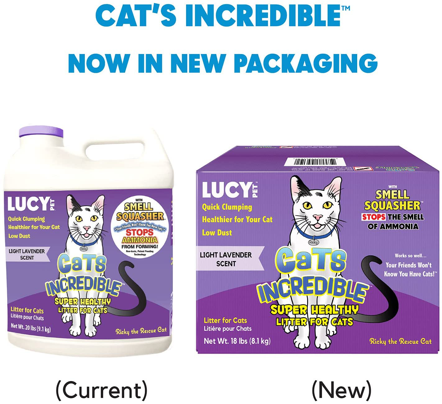 Lucy Pet Cats Incredible 18 Lb Box Clumping Cat Litter Recyclable Box with Smell Squasher, Absorbent Natural Clay Formula Prevents Ammonia Smell Build-Up, Light Lavender Scent Animals & Pet Supplies > Pet Supplies > Cat Supplies > Cat Litter Cats Incredible   