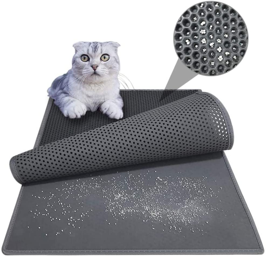 Kaxionage Cat Litter Mat, 30" X 24" Inch Kitty Litter Mat ,Cat Mat with Honeycomb Foldable Double Layer Litter Mat Design, Water & Urine Proof for Litter Boxes Animals & Pet Supplies > Pet Supplies > Cat Supplies > Cat Litter Box Mats kaxionage   