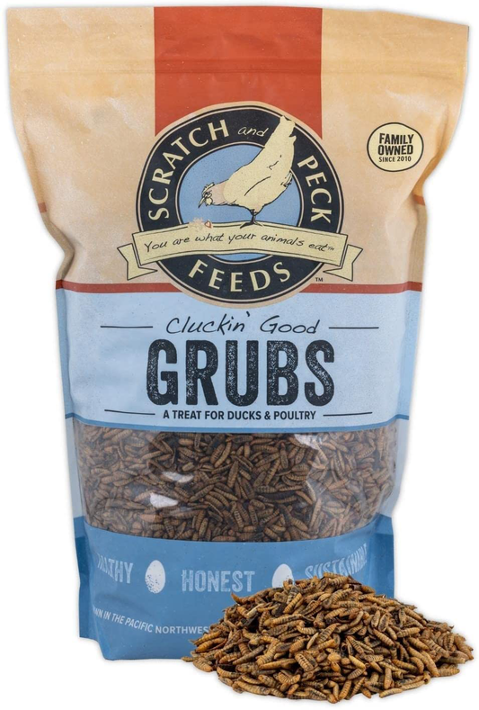 Scratch and Peck Feeds Cluckin' Good Grubs for Chickens - Natural Protein and Calcium Supplement Feed - Dried Black Soldier Fly Larvae Bird Treats Animals & Pet Supplies > Pet Supplies > Bird Supplies > Bird Treats SCRATCH AND PECK FEEDS YOU ARE WHAT YOUR ANIMALS EAT 3.5 Pound (Pack of 1)  