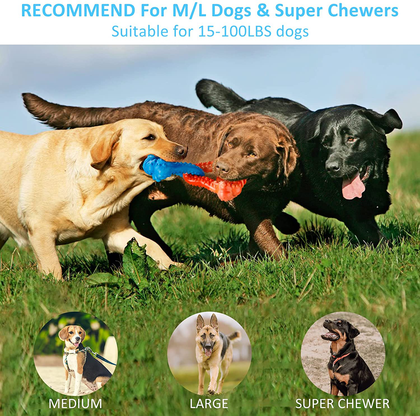 Nibee Dog Toys for Aggressive Chewers, Indestructible Dog Chew Toys for Aggressive Chewers, Tough Durable Tug of War Dog Toys for Medium Large Dogs, Made with Nylon and Natural Rubber, Bacon Flavored Animals & Pet Supplies > Pet Supplies > Dog Supplies > Dog Toys Nibee   