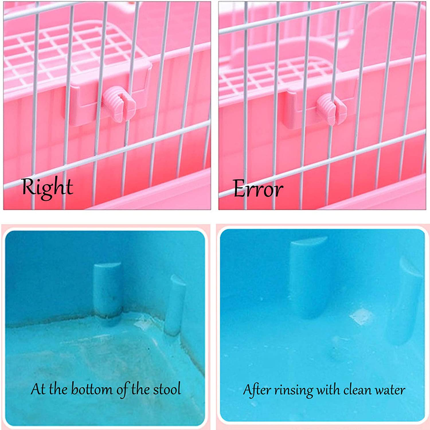 Rabbit Litter Box Small Animal Toilet Bunny Water Bottle 17Oz Hanging Water Fountain Automatic Dispenser Square Cage Bedding Box Rat Potty Trainer Corner Pet Pan for Guinea Pigs,Chinchilla,Ferret