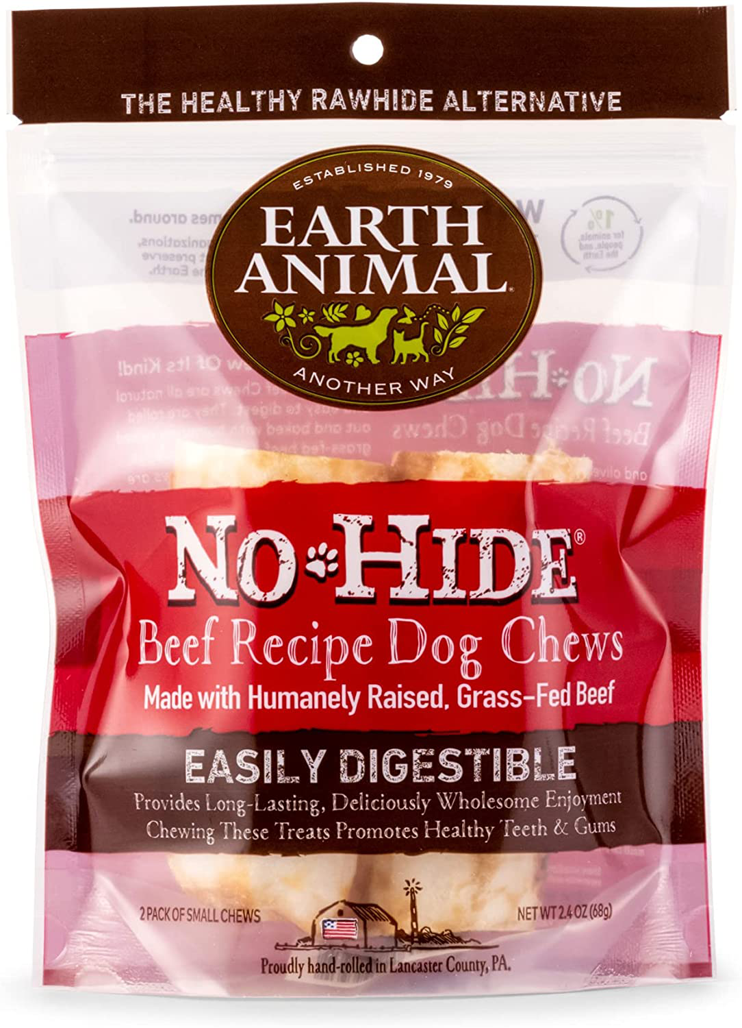 Earth Animal No-Hide Small Rawhide Alternative Rolls Flavored Natural Dog Chew Treat for Small Dogs (Beef, 2 Count (Pack of 1)) Animals & Pet Supplies > Pet Supplies > Small Animal Supplies > Small Animal Treats EARTH ANIMAL   