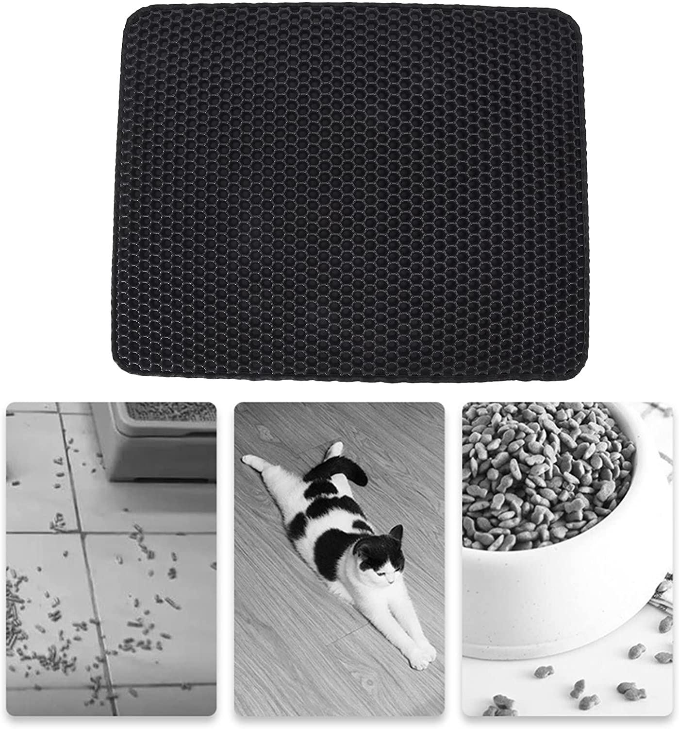 Gaeirt Litter Box Mat, EVA Waterproof Easy to Clean Urine Resistant Cat Litter Mat for Litter Box for Home(Black) Animals & Pet Supplies > Pet Supplies > Cat Supplies > Cat Litter Box Mats Gaeirt   