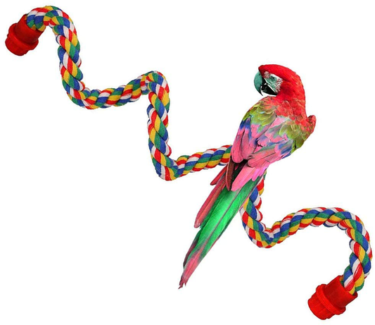 QR Bird Rope Perch Bird Toys Bird Cage Accessories Both Ends Can Be Fixed Colored Ropes Bend Bungee Natural for Parakeets Cockatiels, Conures, Macaws, Lovebirds, Finches Animals & Pet Supplies > Pet Supplies > Bird Supplies > Bird Cage Accessories QR   