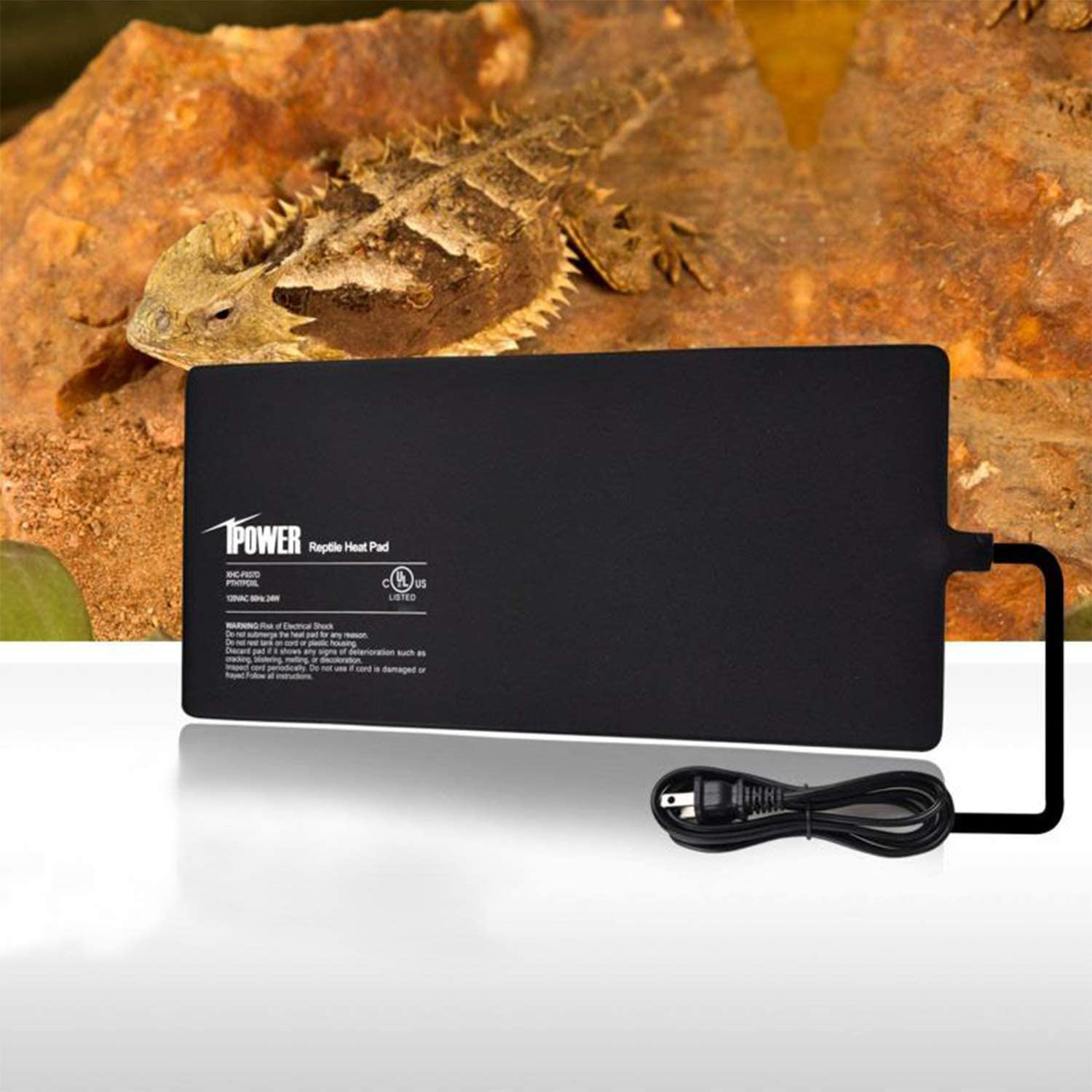 Ipower 8 by 12-Inch Reptile Heat Mat under Tank Heater Terrarium Heating Pad Ideal for Spider Snake Tarantula Hermit Crab Turtle, Black
