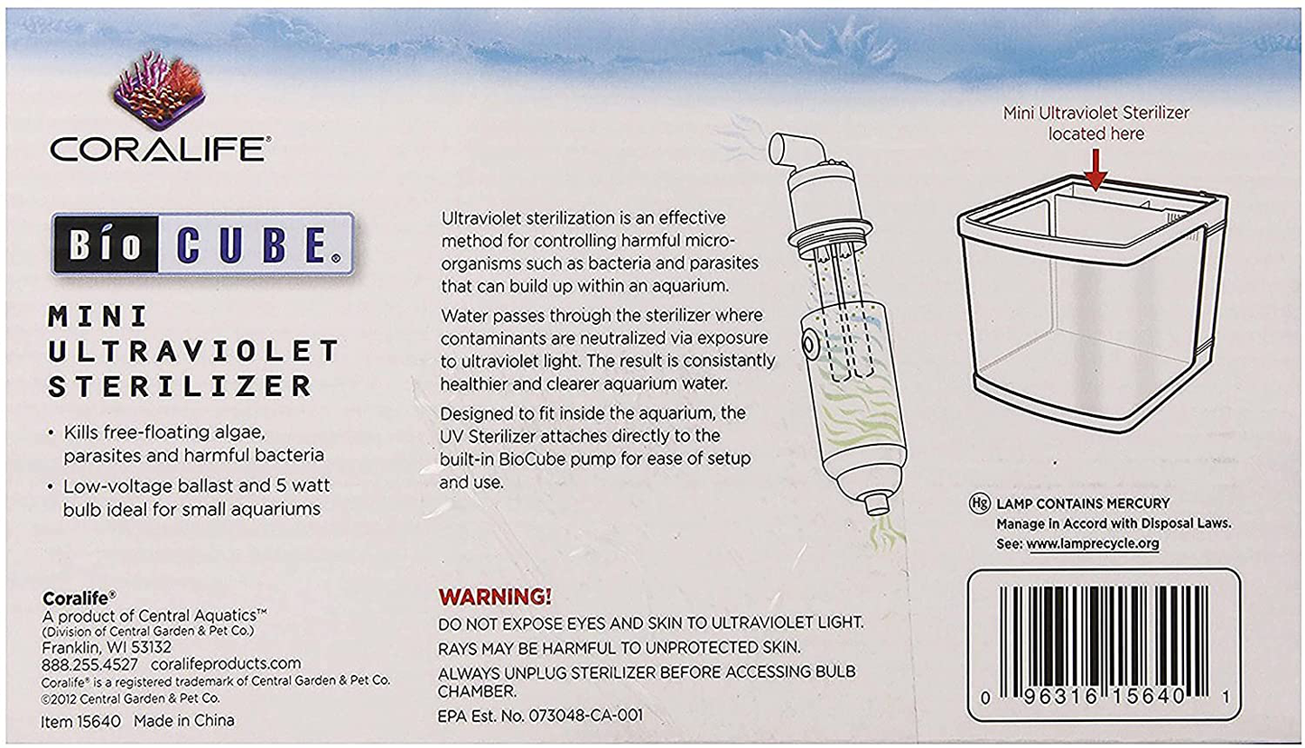 Coralife Biocube Ultraviolet Sterilizer Mini, 5 Watt UV Lamp Animals & Pet Supplies > Pet Supplies > Fish Supplies > Aquarium Filters Coralife   