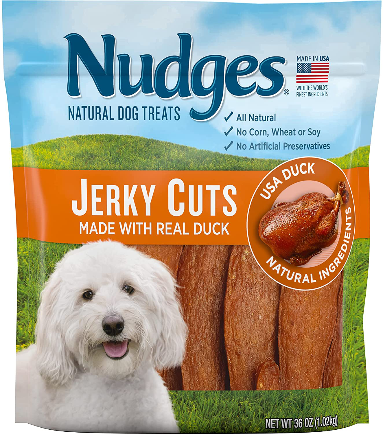 Nudges Natural Dog Treats Jerky Cuts Made with Real Duck Animals & Pet Supplies > Pet Supplies > Dog Supplies > Dog Treats Nudges 36 Ounce  