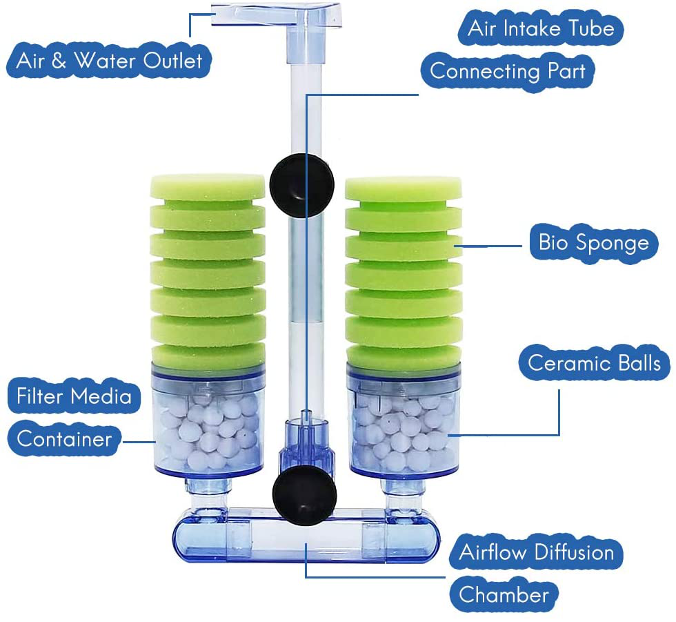 Capetsma Aquarium Filter Sponge Fish Tank Filter, Ultra Quiet Sponge Filter Worked with Aquarium Air Pump, Include Spare Sponge and Bio Balls. Animals & Pet Supplies > Pet Supplies > Fish Supplies > Aquarium Filters capetsma   