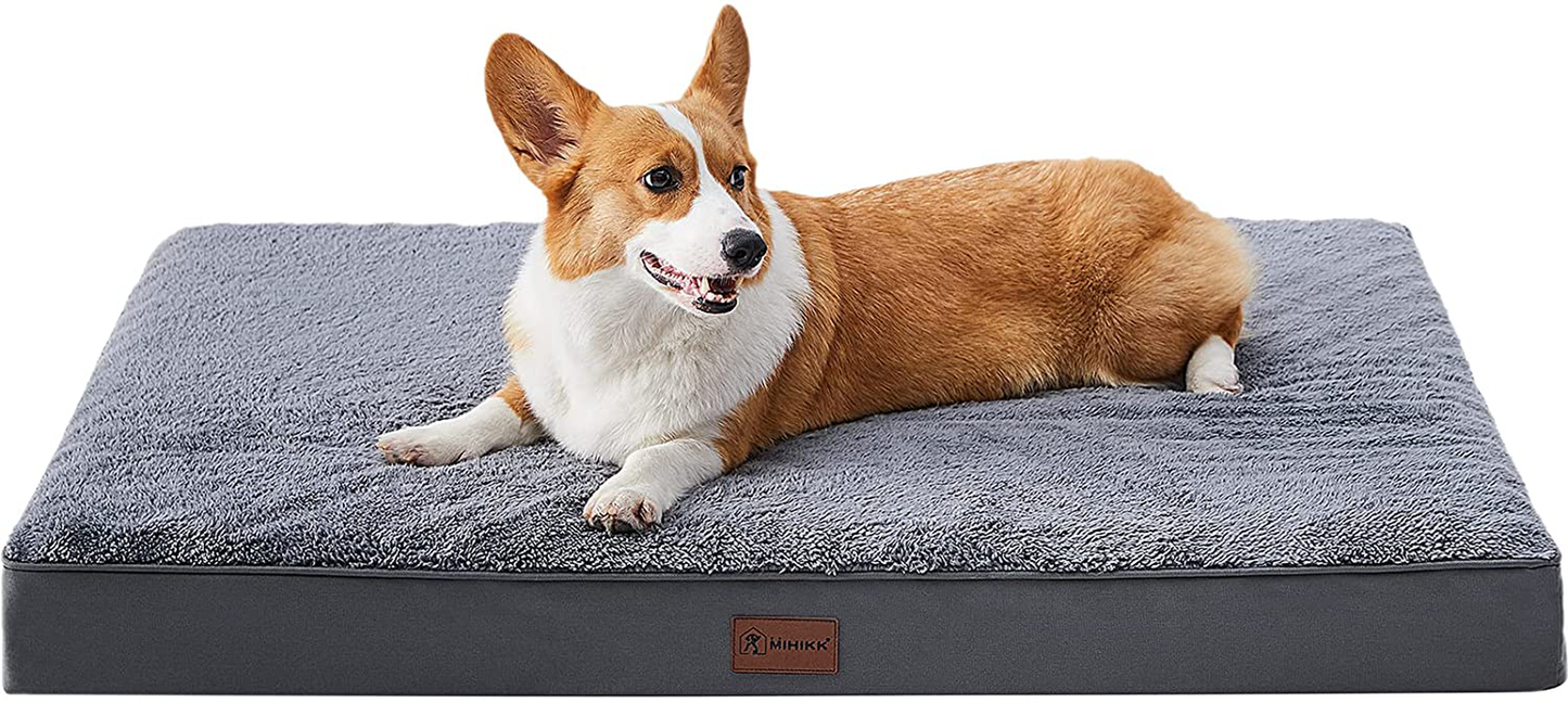 MIHIKK Orthopedic Dog Bed for Medium, Large Dogs, Egg-Crate Foam Dog Bed with Removable Waterproof Cover, Pet Bed Machine Washable