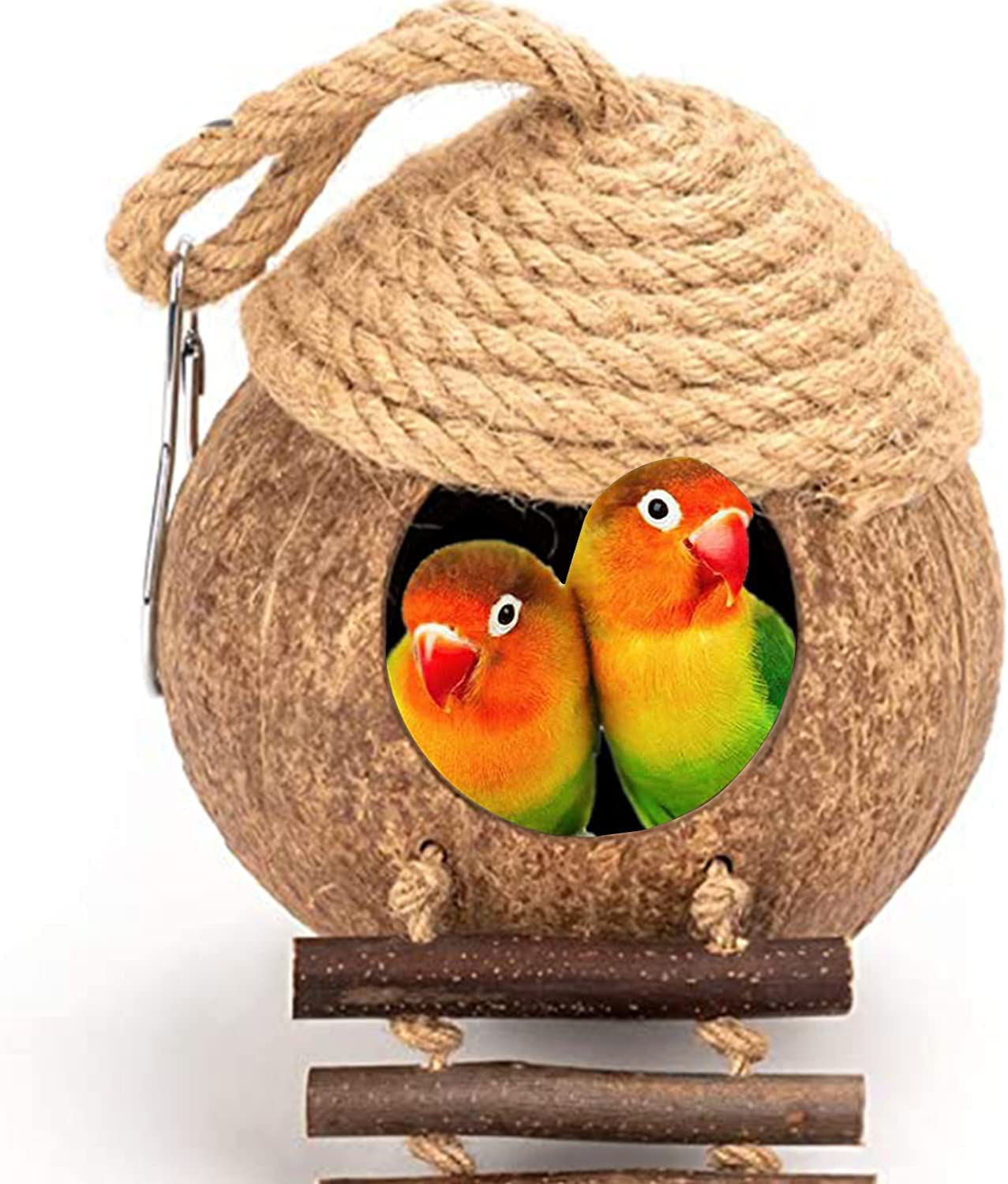 Keersi Natural Coconut Shell Bird Nest Hut Bed Toy for Pet Parrot Budgies Parakeet Cockatiels Conure Lovebird Canary Finch Hamster Rat Gerbil Mice Chinchilla Squirrel Cage Animals & Pet Supplies > Pet Supplies > Small Animal Supplies > Small Animal Habitats & Cages Keersi   