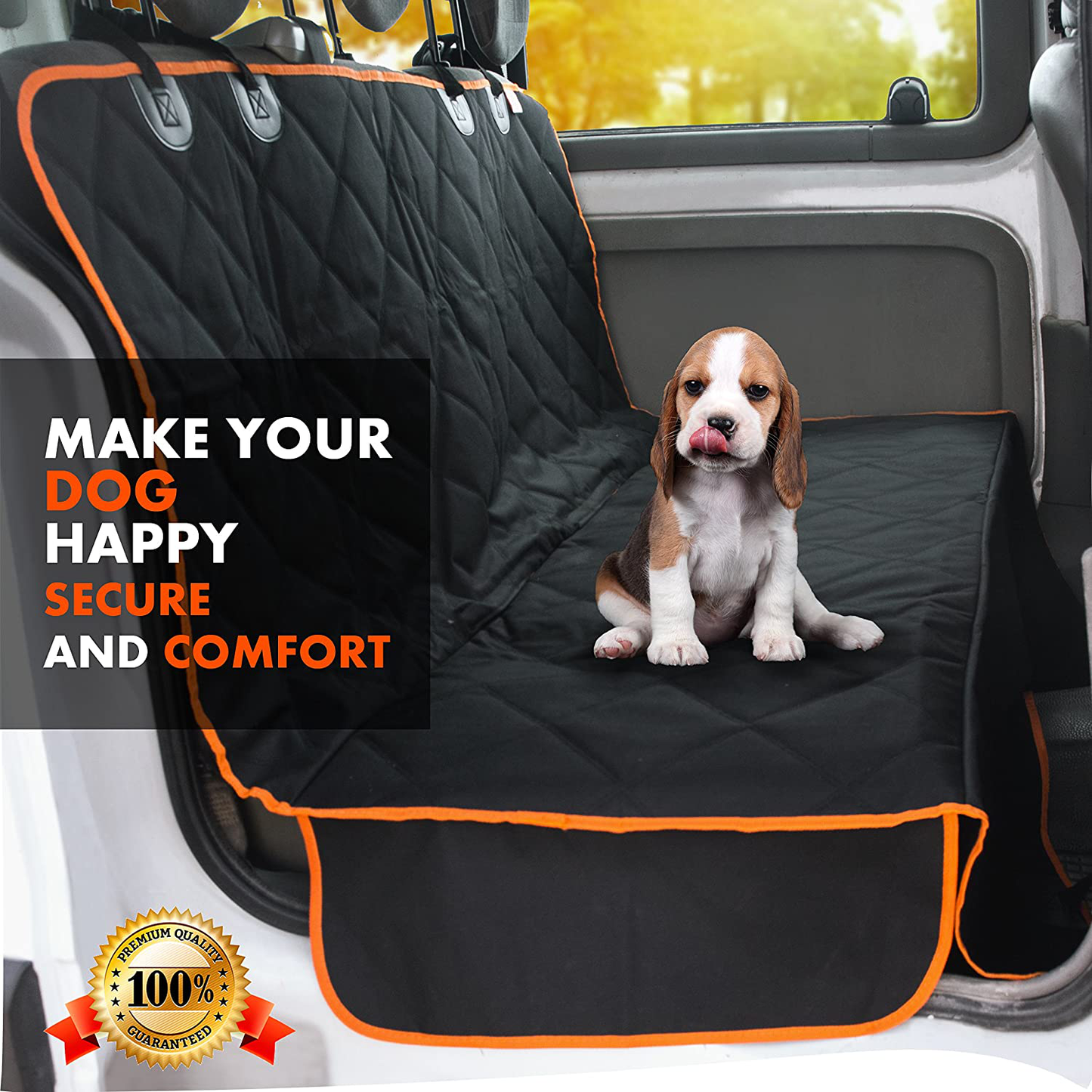 Doggie World Dog Car Seat Cover - Cars, Trucks and Suvs Luxury Full Protector, W/Extra Side Flaps, Seat Belt Openings - Hammock Convertible for Your Pet - Waterproof, Non-Slip - Machine Washable Animals & Pet Supplies > Pet Supplies > Dog Supplies > Dog Treadmills Doggie World   