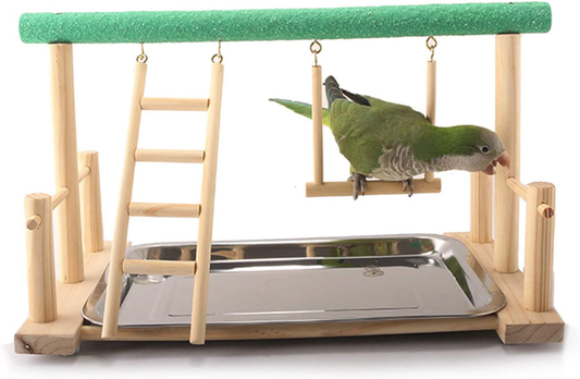 Alfie Pet - Christo Bird Playground Wood Perch Gym Stand Playpen Ladder Exercise Playgym Toys with Feeder Cups Animals & Pet Supplies > Pet Supplies > Bird Supplies > Bird Gyms & Playstands Alfie   