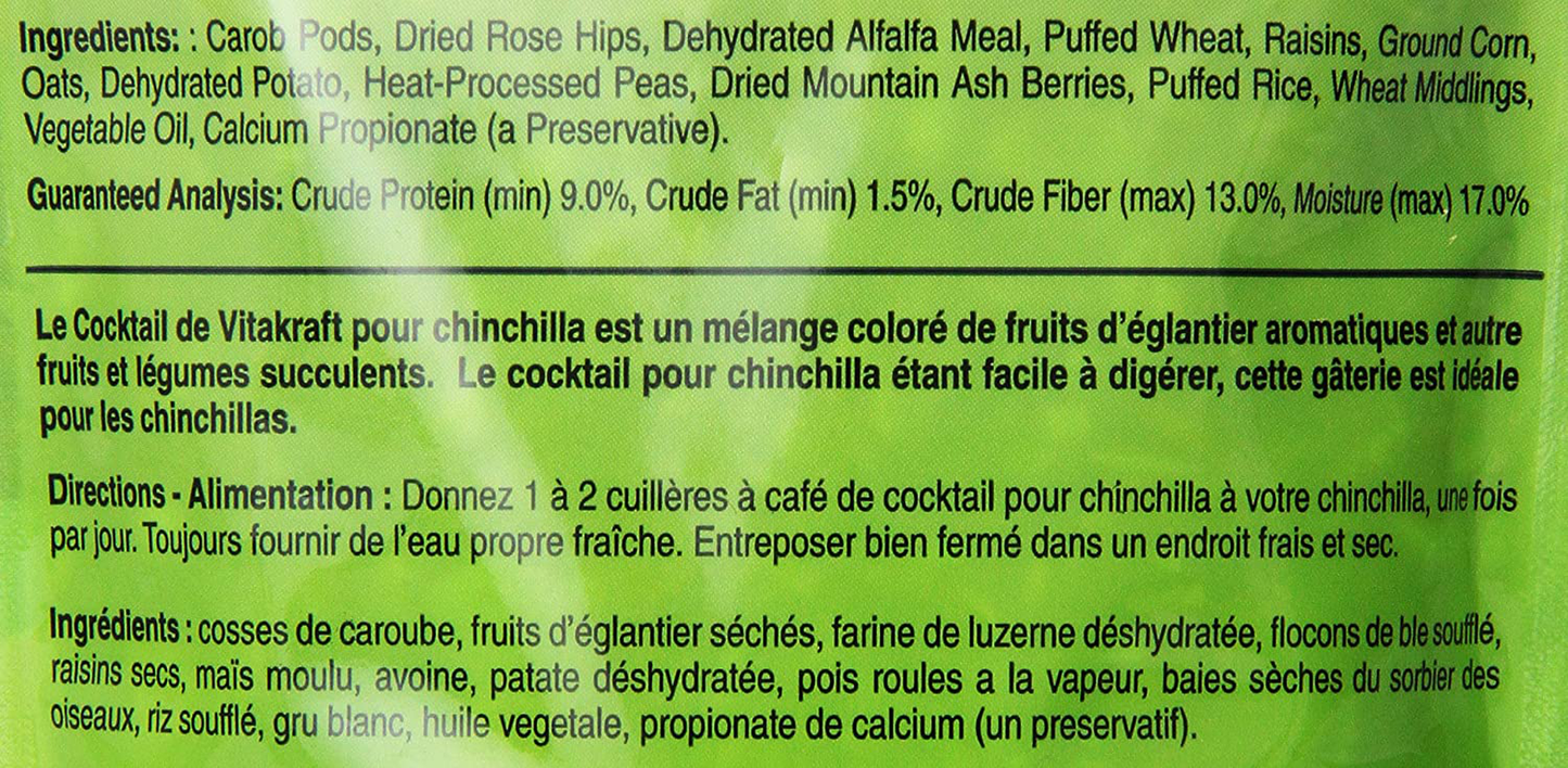 Vitakraft Chinchilla Cocktail Mixed Fruit Treat, 4.5 Ounce Pouch Animals & Pet Supplies > Pet Supplies > Small Animal Supplies > Small Animal Treats Vitakraft   