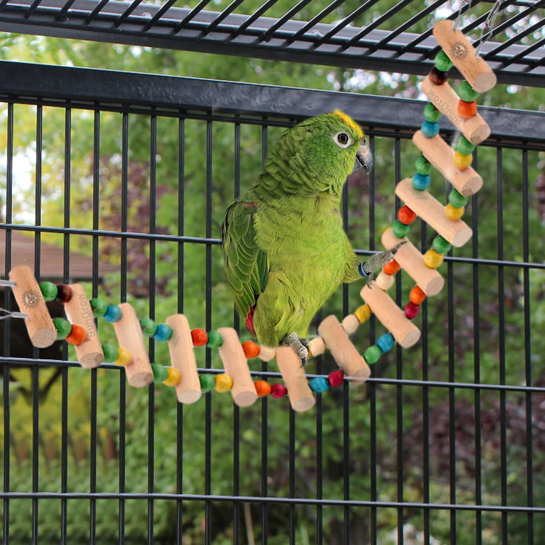 Sungrow Bird Ladder Bridge, Helps Birds with Balance, Made with Raw Wood and Edible Dye, Easy Installation, Bright, Durable and Flexible, Suitable for Small to Medium Birds Animals & Pet Supplies > Pet Supplies > Bird Supplies > Bird Ladders & Perches SunGrow   