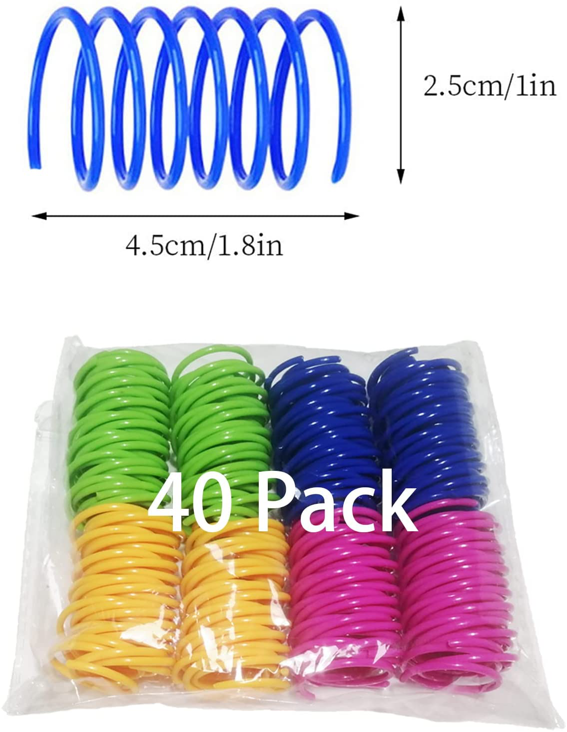 SOGAYU 40 Pack Cat Spring Toys, Durable Plastic Coils for Indoor Active - Colorful 1 Inch Spirals Spring Fitness Play for Cat Kitten Pets Animals & Pet Supplies > Pet Supplies > Cat Supplies > Cat Toys SOGAYU   