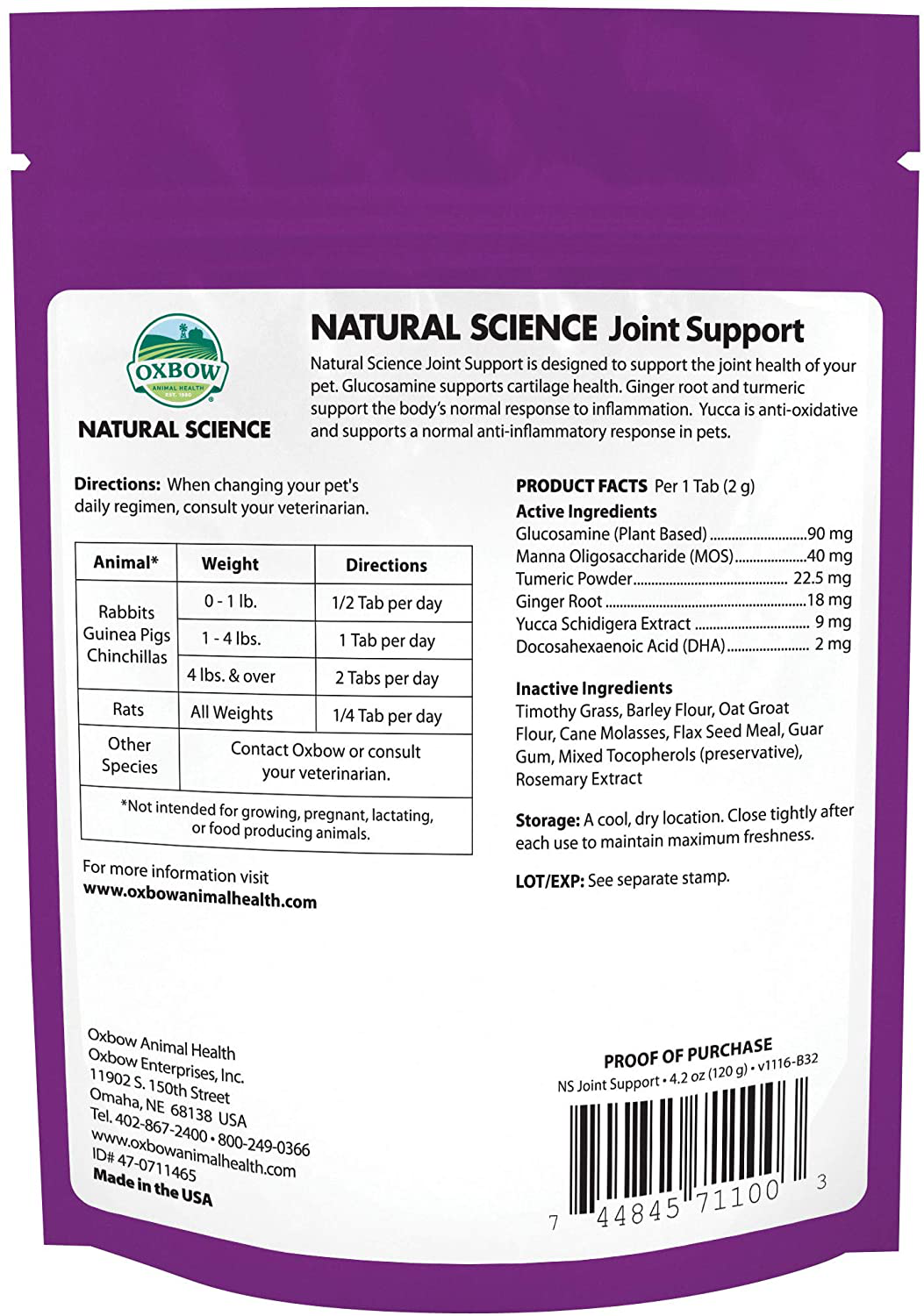 Oxbow Natural Science Joint Support - Joint, Cartilage, Anti-Inflammatory Support for Animals, 4.2 Oz.