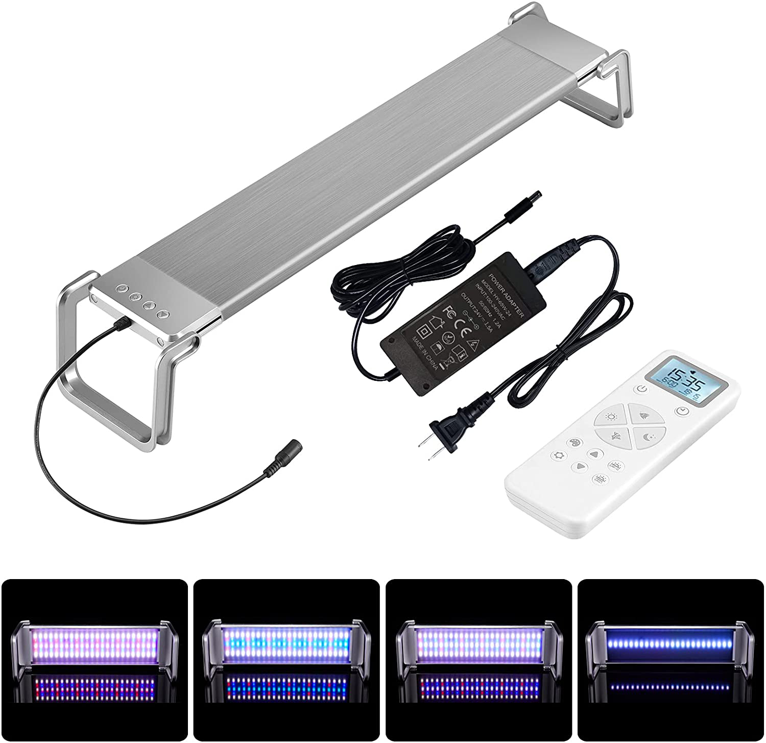 Feshen Aquarium Light, Full Spectrum LED Aquarium Light for Freshwater or Saltwater Coral Fish Tanks, with One-Key Remote Control, Programmable, Timer, Planted Tank Light(24-26Inch) Animals & Pet Supplies > Pet Supplies > Fish Supplies > Aquarium Lighting Feshen Silver 24-26inch（45W） 