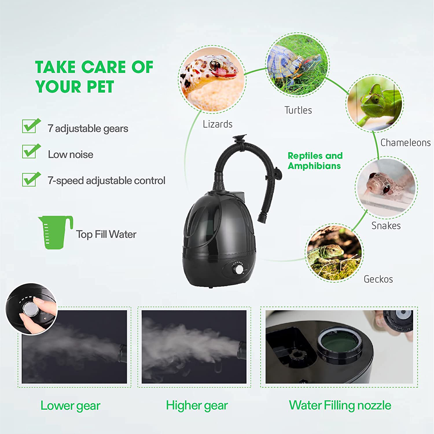 VIVOSUN Pet Supplies Reptile Humidifier - Mister Fogger Terrariums Humidifier Extremely High Pressure Silent Pump Fog Machine for a Variety of Reptiles/Amphibians