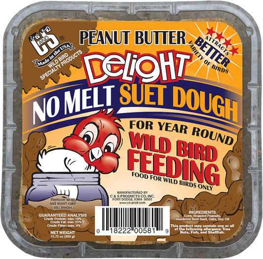 C&S No Melt Suet Dough Delights for Wild Birds, 12 Pack Animals & Pet Supplies > Pet Supplies > Bird Supplies > Bird Treats C&S Peanut Butter  