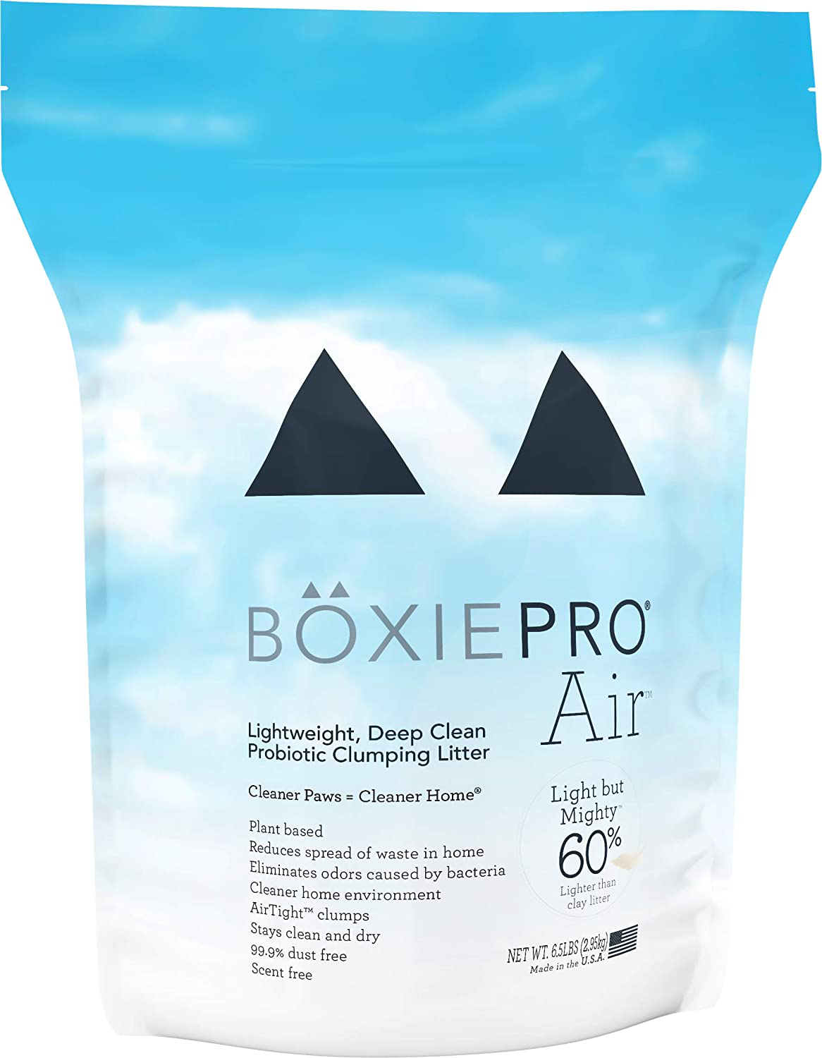 Boxiepro Air Lightweight, Deep Clean, Scent Free, Hard Clumping Cat Litter - Plant-Based Formula - Cleaner Home - Ultra Clean Litter Box, Probiotic Powered Odor Control, 99.9% Dust Free Animals & Pet Supplies > Pet Supplies > Cat Supplies > Cat Litter Boxiecat 6.5 lb  