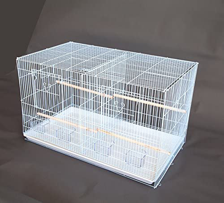 Set of 3 Breeding Bird Carrier Cage with Central Dividor White L30Xw18Xh18 on Stand Animals & Pet Supplies > Pet Supplies > Bird Supplies > Bird Cages & Stands Flyline   