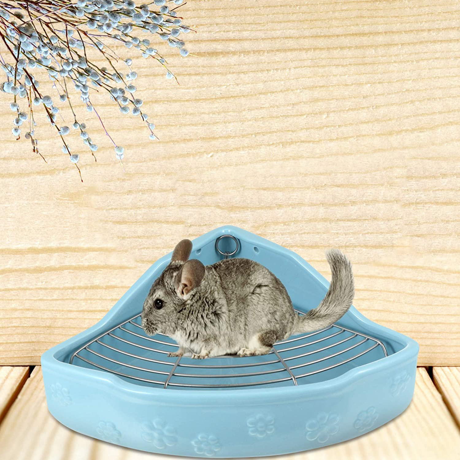 Balacoo Small Animal Litter Cage Ceramic Triangle Potty Trainer Corner Litter Bedding Box Pet Pan for Rabbit Bunny Chinchilla Ferret Guinea Pig Hamster