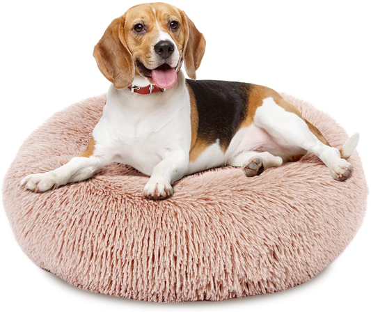 EDUJIN Fluffy Donut Small Dog & Cat Beds, Dog Beds for Small Medium Dogs, Calming Dog Beds with Non-Slip Bottom, Machine Washable Plush Soft round Warm Pet Beds for Puppy and Kitties, 20/24 Inch Animals & Pet Supplies > Pet Supplies > Cat Supplies > Cat Furniture EDUJIN Camel Large 