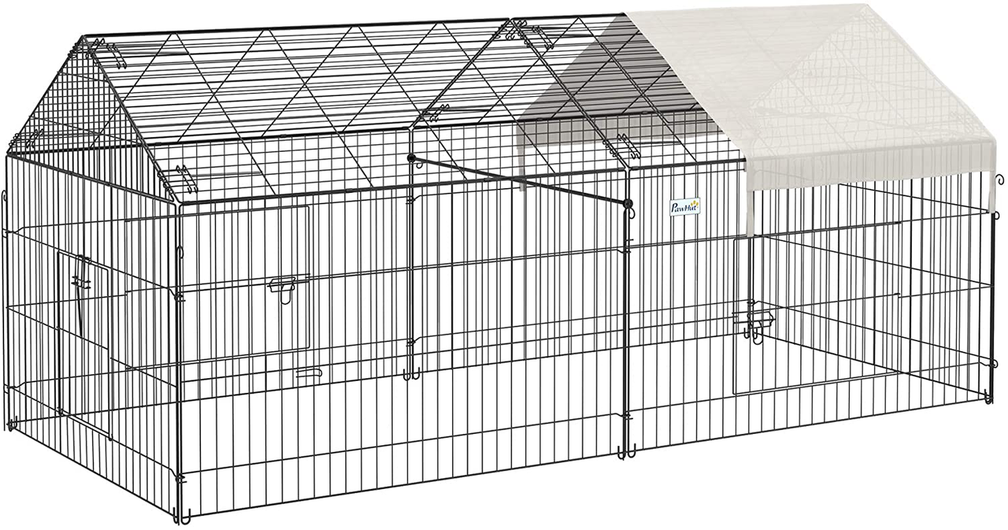 Pawhut 87” X 41” Outdoor Metal Pet Enclosure Small Animal Playpen Run for Rabbits, Chickens, Cats, Small Animals Animals & Pet Supplies > Pet Supplies > Small Animal Supplies > Small Animal Habitat Accessories PawHut   