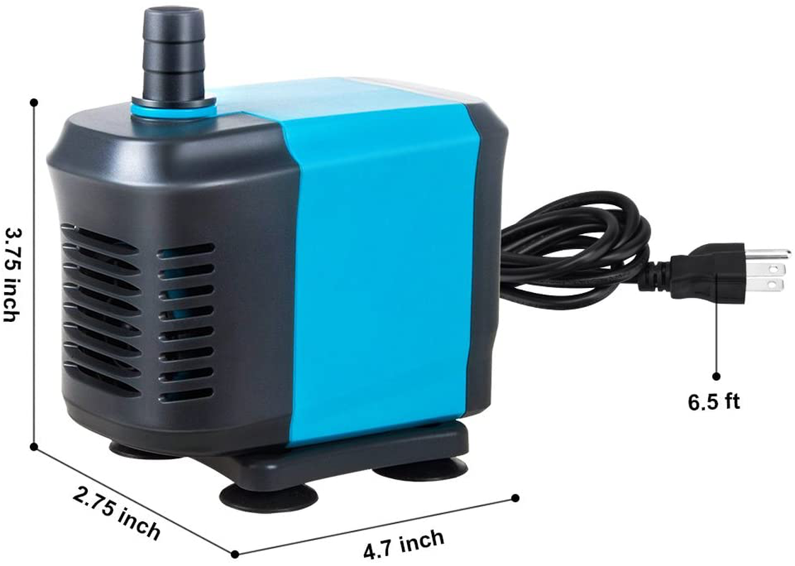 KEDSUM 550GPH Submersible Water Pump(2500L/H,40W), Ultra Quiet Submersible Pump with 5Ft High Lift, Fountain Pump with 6.5Ft Power Cord, 3 Nozzles for Fish Tank, Pond, Aquarium, Statuary, Hydroponics