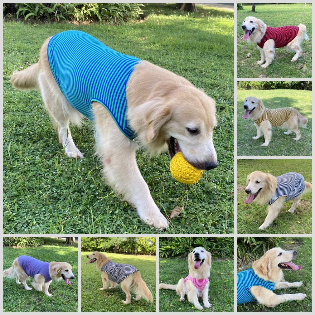 LEVIBASIC Dog Shirts Cotton Striped T-Shirts, Breathable Basic Vest for Puppy and Cat, Super Soft Stretchable Doggy Tee Tank Top Sleeveless, Fashion & Cute Color for Boys and Girls Animals & Pet Supplies > Pet Supplies > Dog Supplies > Dog Apparel Ulike   