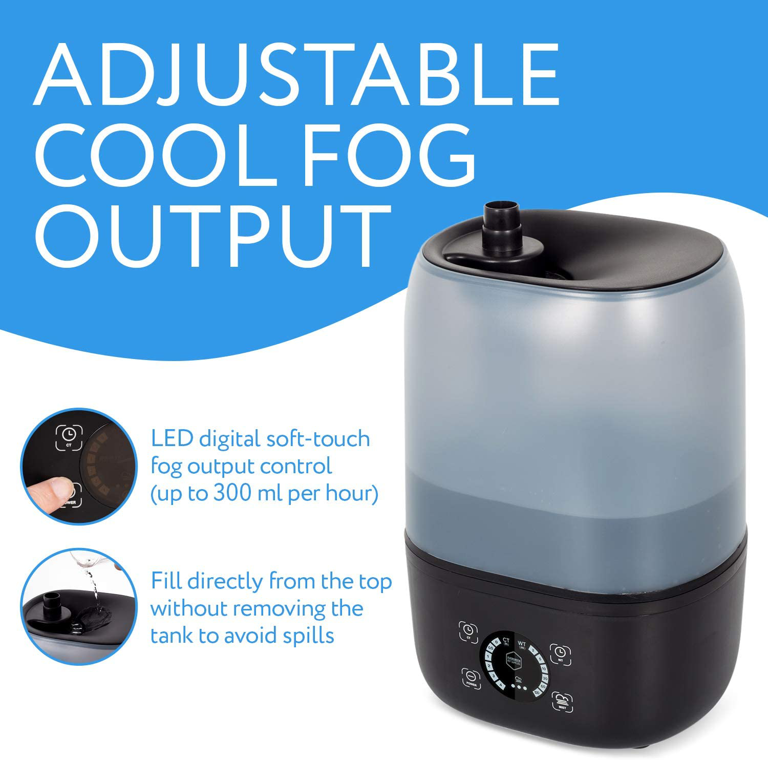 Reptile Humidifier/Fogger - 4L Tank - New Digital Timer - Add Water from Top! for Reptiles/Amphibians/Herps - Compatible with All Terrariums and Enclosures Animals & Pet Supplies > Pet Supplies > Reptile & Amphibian Supplies > Reptile & Amphibian Substrates Evergreen Pet Supplies   