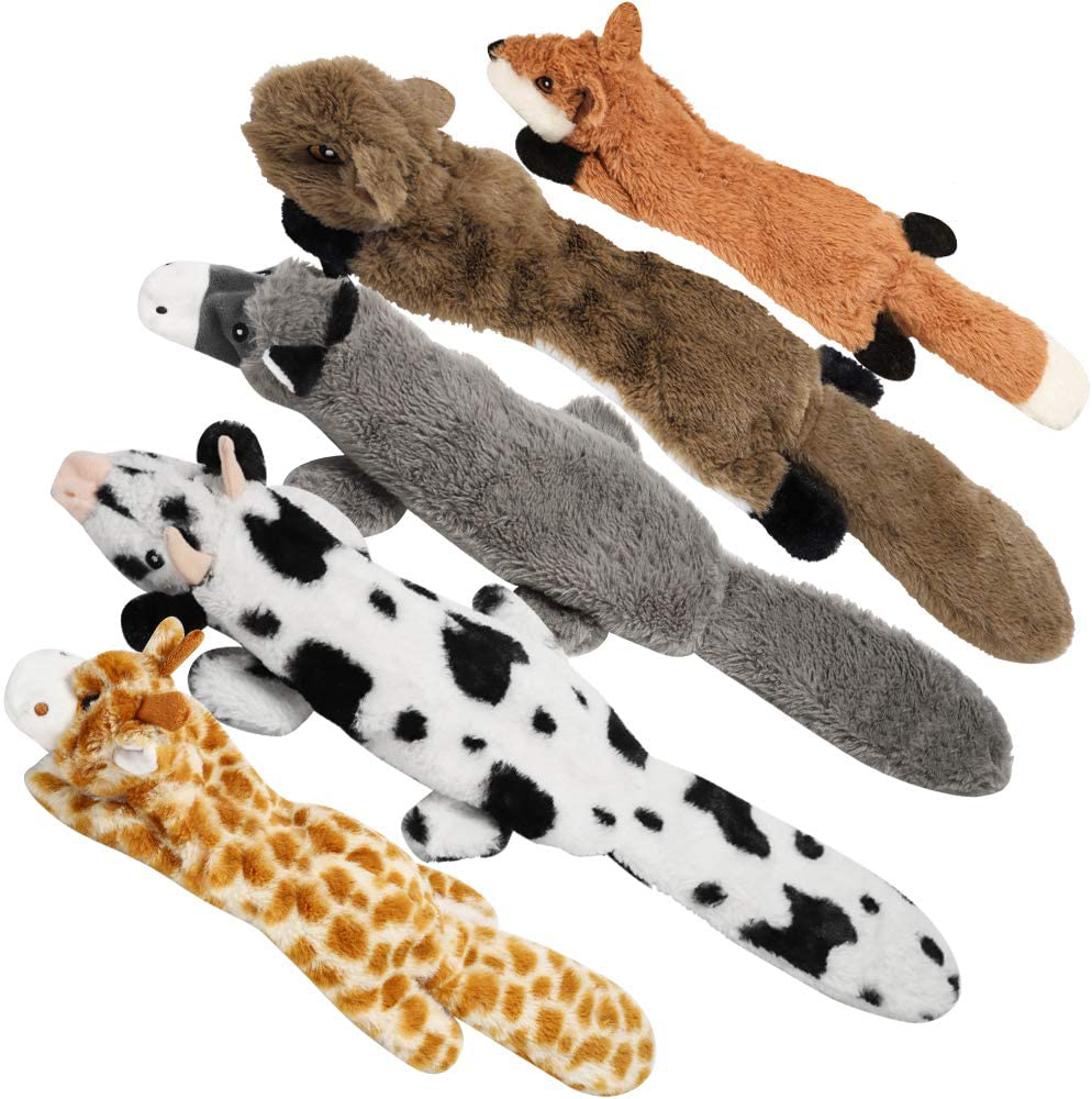 Nocciola 5 PCS Dog Squeaky Toys with Double Layer Reinforced Fabric, Durable Plush Dog Toys, No Stuffing Body Dog Toy Set for Small to Large Dogs Animals & Pet Supplies > Pet Supplies > Dog Supplies > Dog Toys Nocciola Jungle Series1 5pcs 10 squeakers 