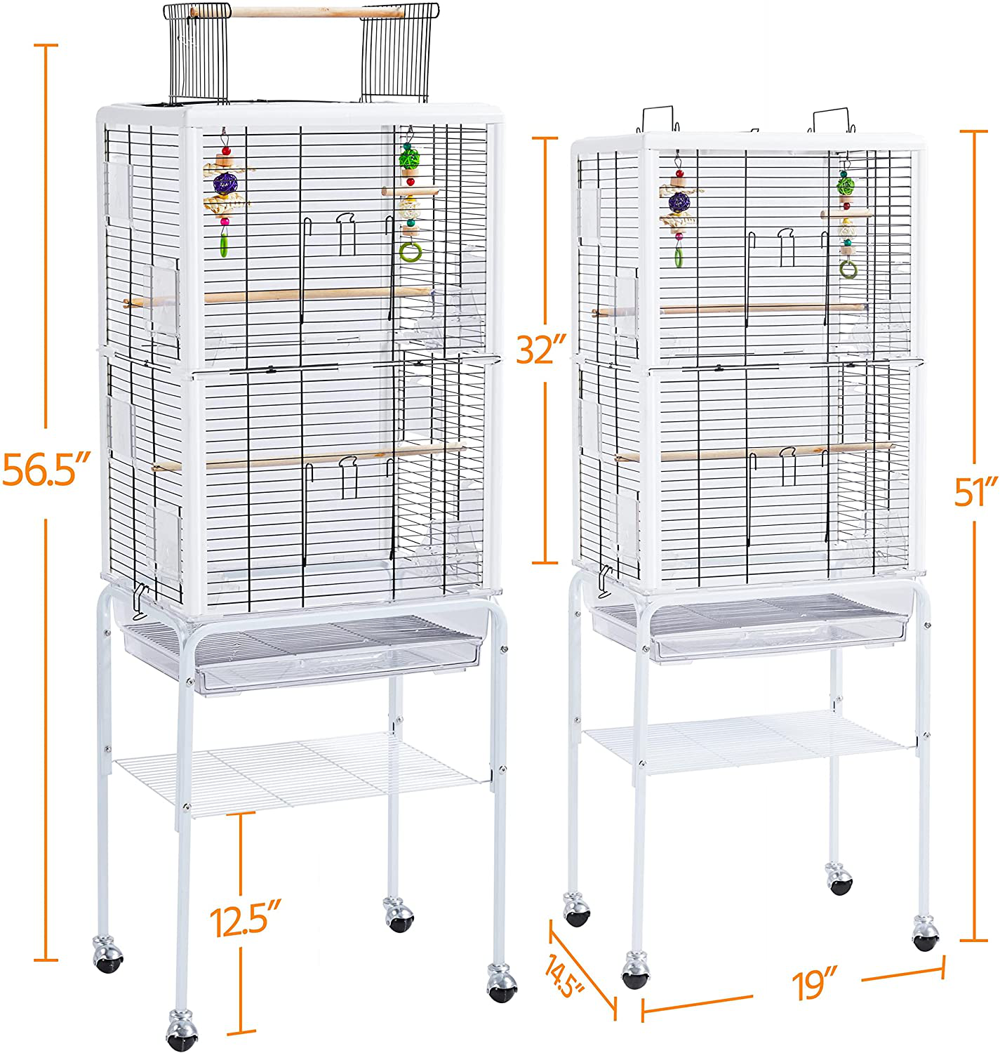 Topeakmart Rolling Open Top Transparent Parakeet Bird Cage for Small Birds Canaries Cockatiels Conures W/Toys Animals & Pet Supplies > Pet Supplies > Bird Supplies > Bird Cages & Stands Topeakmart   