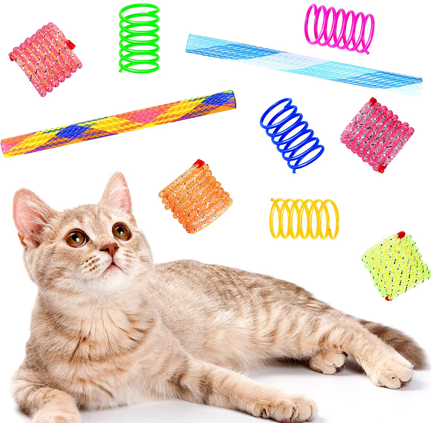 Sratte 30 Pieces Cat Spring Toys Set Colorful Coils for Kittens Cat Plastic Coil Spiral Springs Toys Playful Coils for Cats Kittens, Random Color Animals & Pet Supplies > Pet Supplies > Cat Supplies > Cat Toys Sratte   