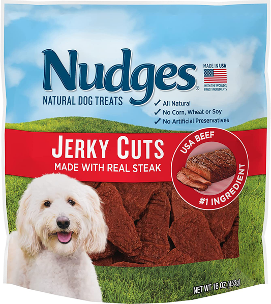 Nudges Natural Dog Treats Jerky Cuts Made with Real Steak Animals & Pet Supplies > Pet Supplies > Dog Supplies > Dog Treats Nudges 1 Pound (Pack of 1)  