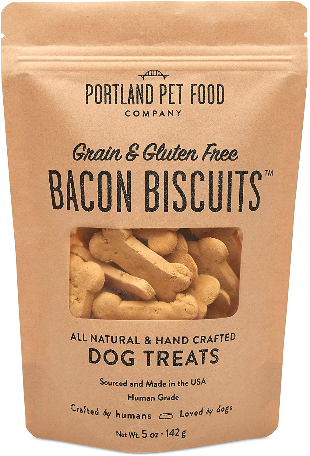 Portland Pet Food Company All-Natural Dog Treat Biscuits – Handcrafted Grain-Free, Gluten-Free, USA Sourced Baked & Made, Human-Grade, All Natural Limited Ingredients Animals & Pet Supplies > Pet Supplies > Small Animal Supplies > Small Animal Treats Crafted by Humans Loved by Dogs Bacon 5 Ounce (Pack of 1) 