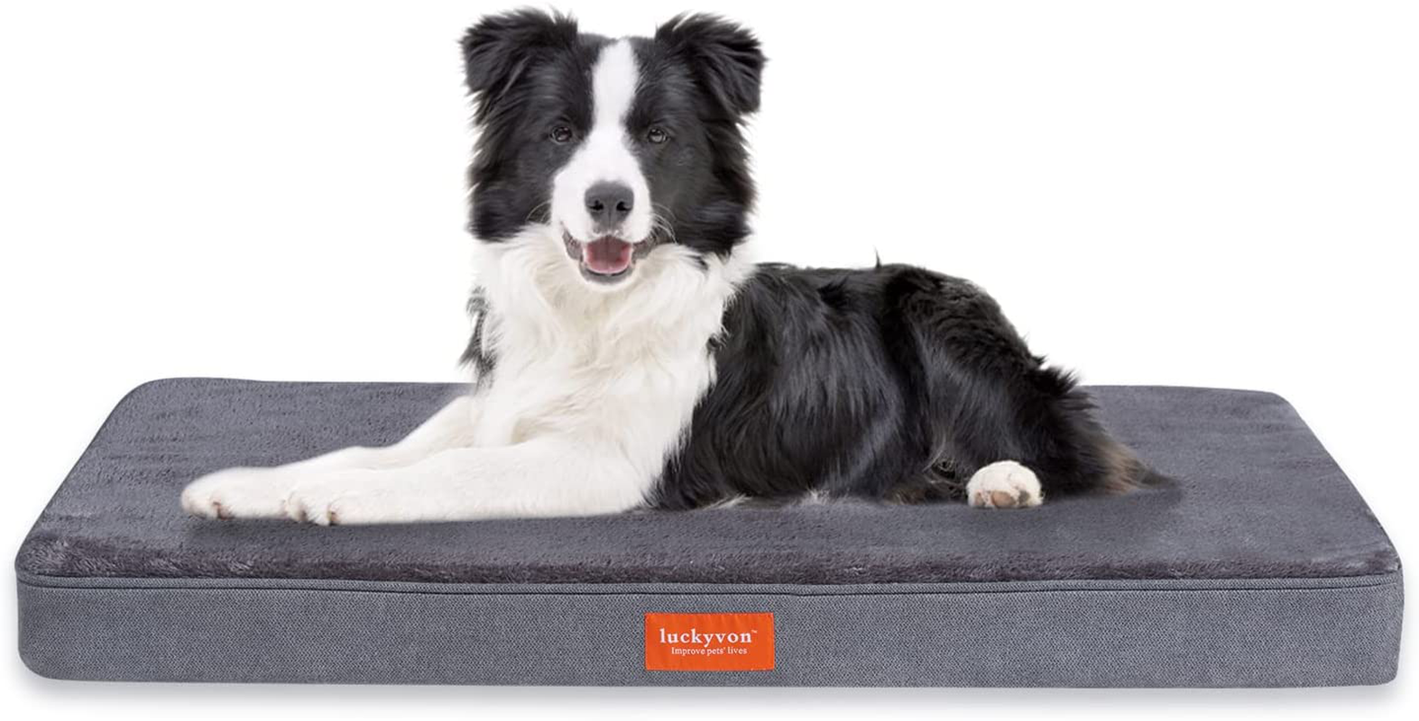 Luckyvon Large Dog Bed, Orthopedic Memory Foam Dog Bed, Large Dog Bed with Removable Plush Cover ,Waterproof Lining and Nonskid Bottom Dog Couch,Dog Mattress Suitable for 30 Lbs to 200 Lbs