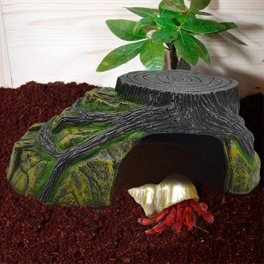 Reptile Habitat Cave,Resin Rock Hideout Fish Tank Decor for Lizards Frogs Turtles Snakes Animals & Pet Supplies > Pet Supplies > Fish Supplies > Aquarium Decor Hamiledyi   