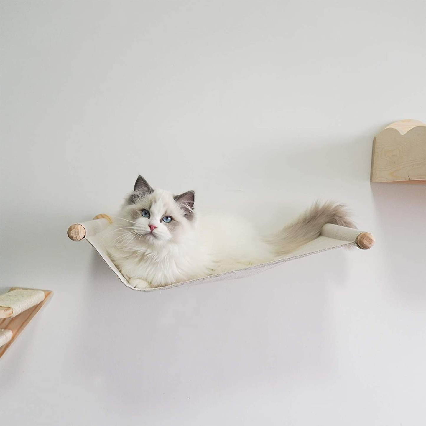 Cat Hammock Wall Mounted Cats Shelf and Climbing Shelf Four Step Cat Stairway with Sisal Scratching for Climbing Sleeping Playing Lounging Perching Cat Furniture Animals & Pet Supplies > Pet Supplies > Cat Supplies > Cat Furniture Yiotl   